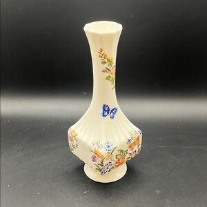 Bauer Cream Vase with Floral and Butterfly Motif